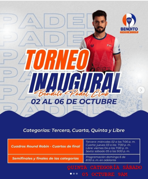 TORNEO DE INAGURAL BENDITO PÁDEL CLUB